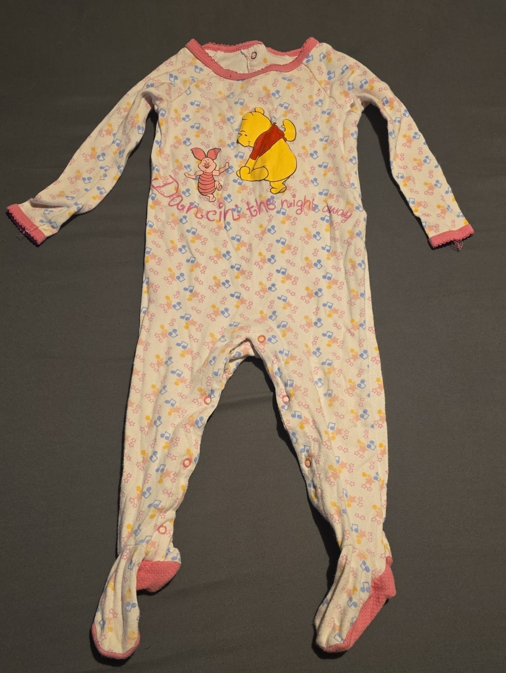Disney Pink and Yellow Winnie the Pooh Footed One-Piece